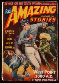 5f0494 AMAZING STORIES pulp magazine November 1940 West Point 3000 A.D. cover art by Robert Fuqua!