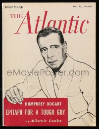 5f0633 ATLANTIC magazine May 1957 great cover art of Humphrey Bogart by Carpenter!