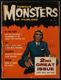 5f1305 FAMOUS MONSTERS OF FILMLAND #2 magazine 1958 Karloff as Frankenstein, Lon Chaney+more!
