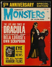 5f1315 FAMOUS MONSTERS OF FILMLAND vol 5 no 1 magazine Apr 1963 Lugosi as Dracula, 5th Anniversary!