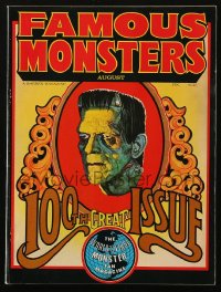 5f1394 FAMOUS MONSTERS OF FILMLAND #100 magazine August 1973 Basil Gogos art of Karloff Frankenstein!
