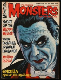 5f1333 FAMOUS MONSTERS OF FILMLAND #35 magazine Oct 1965 Vic Prezio art of Bela Lugosi as Dracula!