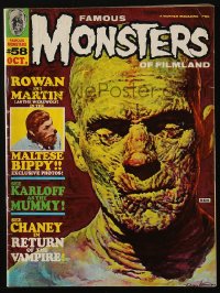 5f1353 FAMOUS MONSTERS OF FILMLAND #58 magazine October 1969 Gogos art of Boris Karloff as The Mummy!