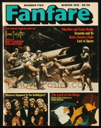 5f0696 FANFARE #2 magazine Winter 1978 Battlestar Galactica cover & centerfold by Frank Frazetta!