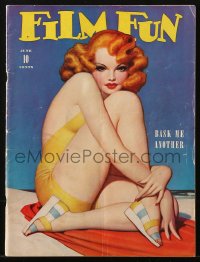 5f1040 FILM FUN magazine June 1942 sexy pin-up cover art of girl at the beach by Enoch Bolles!