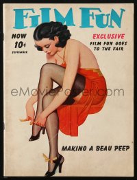 5f1033 FILM FUN magazine September 1939 art of sexy woman wearing nylons by Enoch Bolles!
