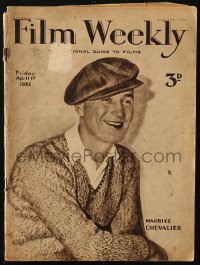 5f0590 FILM WEEKLY English magazine April 1, 1932 great cover portrait of happy Maurice Chevalier!