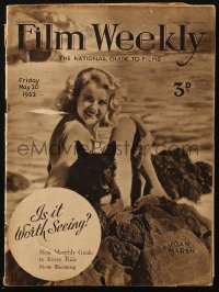 5f0591 FILM WEEKLY English magazine May 20, 1932 sexy Joan Marsh at the beach with her dog!