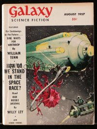 5f1240 GALAXY SCIENCE FICTION magazine August 1957 cool cover art by Jack Coggins!