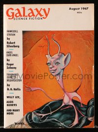 5f1246 GALAXY SCIENCE FICTION magazine August 1967 cool cover art of alien by Dember!