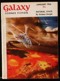 5f1237 GALAXY SCIENCE FICTION magazine January 1954 cool cover art by Mel Hunter!