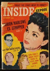 5f0748 INSIDE digest magazine September 1955 Mariln Marlowe ex-stripper, Eddie & Debbie + more!