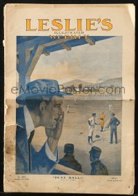 5f0760 LESLIE'S magazine June 20, 1907 super early baseball cover art by E.N. Blue, play ball!