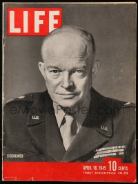 5f1285 LIFE MAGAZINE magazine April 16, 1945 General Dwight D. Eisenhower in uniform on the cover!