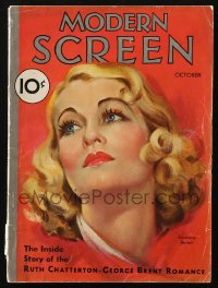 5f1099 MODERN SCREEN magazine October 1932 great cover art of pretty Constance Bennett!