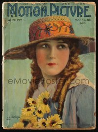 5f1128 MOTION PICTURE magazine August 1919 great cover art of Mary Pickford by Leo Sielke Jr.!