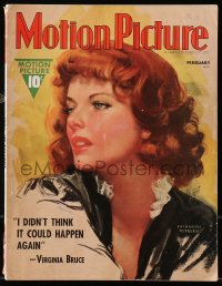 5f1145 MOTION PICTURE magazine February 1938 great cover art of Katharine Hepburn by Zoe Mozert!