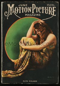 5f1120 MOTION PICTURE magazine June 1916 great cover art of Ruth Roland by Leo Sielke Jr.!
