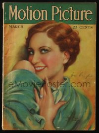 5f1135 MOTION PICTURE magazine March 1928 great cover art of sexy Joan Crawford by Marland Stone!