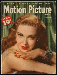 5f1148 MOTION PICTURE magazine November 1947 Linda Darnell on cover, Vargas art of Hedy Lamarr!