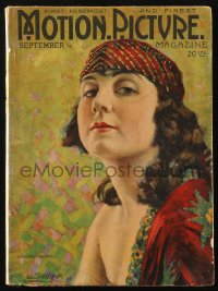 5f1129 MOTION PICTURE magazine September 1919 great cover art of Dorothy Dalton by Leo Sielke Jr.!