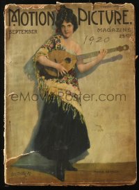 5f1130 MOTION PICTURE magazine September 1920 cover art of Madge Kennedy by Leo Sielke Jr.!