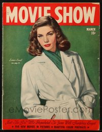 5f0826 MOVIE SHOW magazine March 1945 cover portrait of Lauren Bacall in To Have and Have Not!