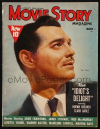 5f1154 MOVIE STORY magazine March 1939 great cover portrait of Clark Gable in Idiot's Delight!