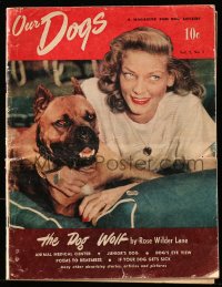 5f0856 OUR DOGS magazine Spring 1949 great cover portrait of Lauren Bacall with her dog!