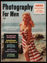 5f0861 PHOTOGRAPHY FOR MEN magazine January 1958 cover portrait of sexy Marilyn Monroe at the beach!