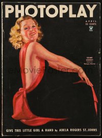 5f1078 PHOTOPLAY magazine April 1935 great cover art of sexy Lilian Harvey by Georgia Warren!