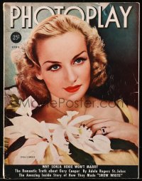 5f1090 PHOTOPLAY magazine April 1938 cover portrait of beautiful Carole Lombard by George Hurrell!