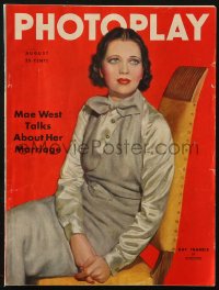 5f1082 PHOTOPLAY magazine August 1935 cover portrait of pretty Kay Francis by Victor Tchetchet!