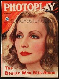 5f1074 PHOTOPLAY magazine December 1934 great cover art of glamorous Greta Garbo by Earl Christy!