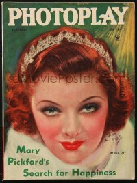 5f1076 PHOTOPLAY magazine February 1935 great art of Myrna Loy wearing tiara by Earl Christy!