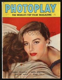 5f0575 PHOTOPLAY English magazine February 1954 portrait of Elaine Stewart, most popular girl in town!