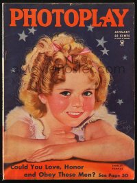 5f1075 PHOTOPLAY magazine January 1935 great cover art of adorable Shirley Temple by Earl Christy!