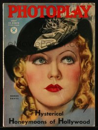 5f1069 PHOTOPLAY magazine July 1934 great cover art of pretty Marion Davies by Earl Christy!