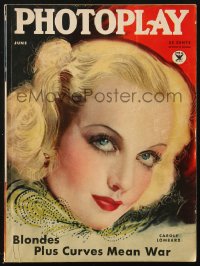 5f1068 PHOTOPLAY magazine June 1934 great cover art of beautiful Carole Lombard by Earl Christy!