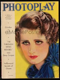 5f1064 PHOTOPLAY magazine October 1932 great cover art of pretty Irene Dunne by Earl Christy!