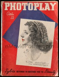 5f1087 PHOTOPLAY magazine October 1936 great cover art of Norma Shearer by James Montgomery Flagg!