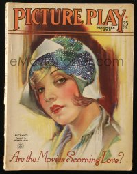 5f0870 PICTURE PLAY magazine December 1928 great cover art of pretty Alice White by Modest Stein!