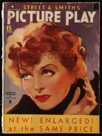 5f0872 PICTURE PLAY magazine October 1935 great cover art of Katharine Hepburn by Meredith Law!
