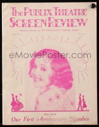 5f0885 PUBLIX THEATRE SCREEN REVIEW magazine April 1931 Nancy Carroll, first anniversary number!