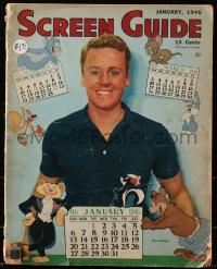 5f1188 SCREEN GUIDE magazine January 1946 Van Johnson with Tom & Jerry, Screwy Squirrel & Leo Lion!