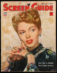 5f1183 SCREEN GUIDE magazine March 1944 great cover portrait of glamorous Lana Turner!
