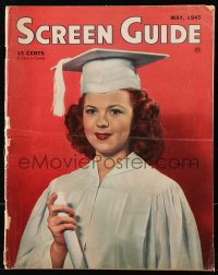 5f1185 SCREEN GUIDE magazine May 1945 graduate Shirley Temple with diploma by Bruce Bailey!