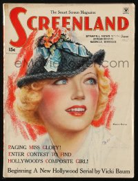 5f1198 SCREENLAND magazine June 1935 cover art of pretty Marion Davies by Charles Sheldon!