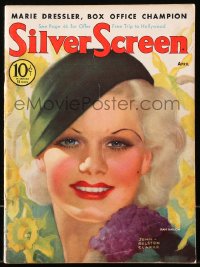 5f1204 SILVER SCREEN magazine April 1933 wonderful art of sexy Jean Harlow by John Ralston Clarke!
