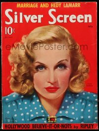 5f1208 SILVER SCREEN magazine July 1939 great cover art of Carole Lombard by Marland Stone!